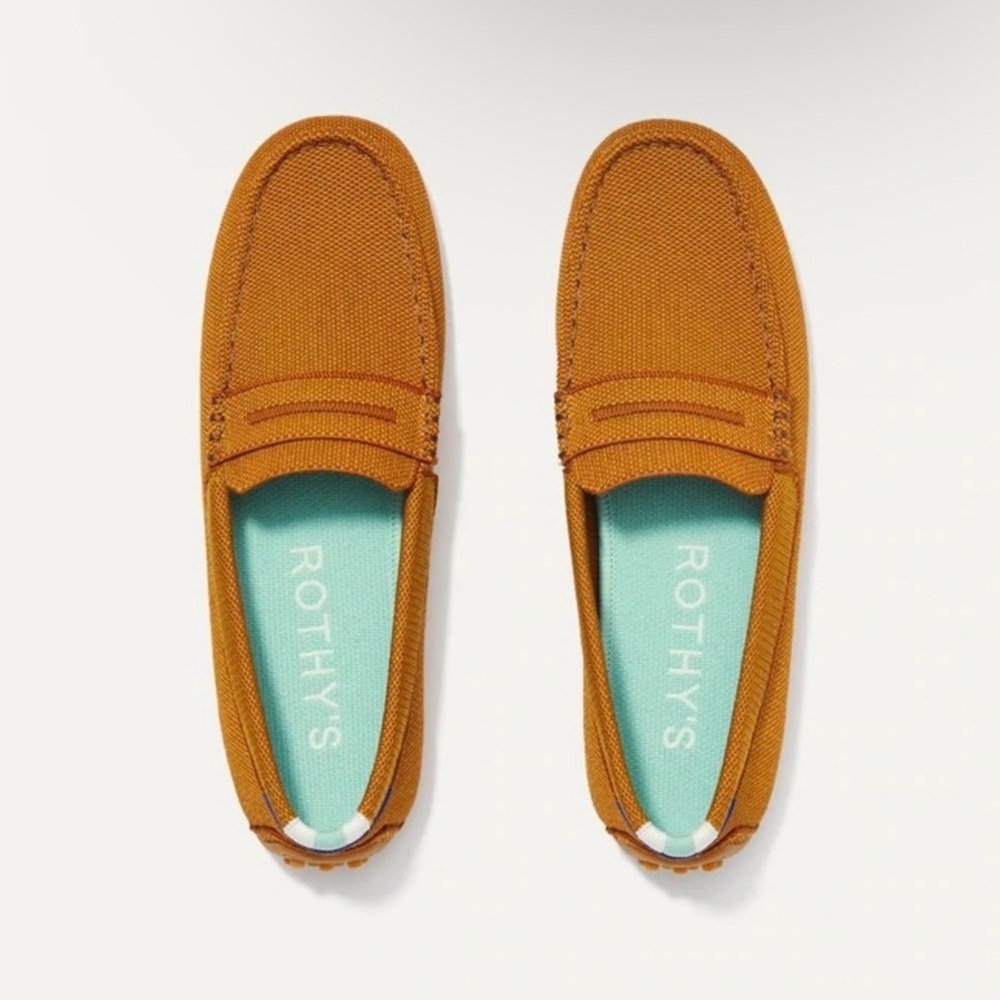 Rothy's The Driver Driving Loafers Cognac Slip On Dress Shoes Women's Size 8.5